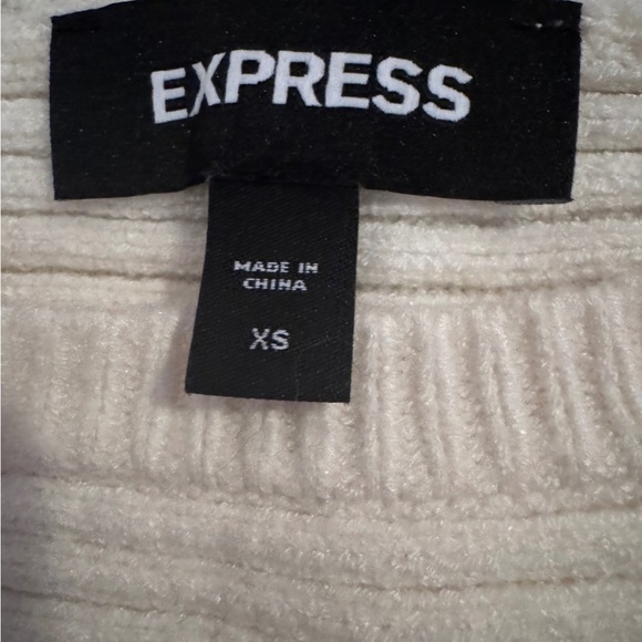Express Cream Ribbed Crew Neck Dolman Sweater XS - Picture 4 of 5